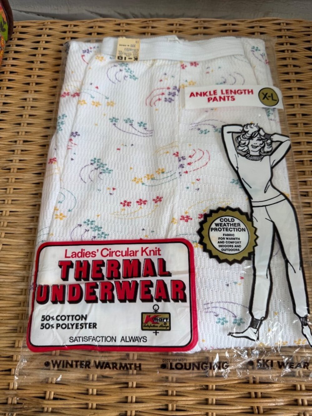 Vintage 1970s NOS KMart Womens Thermal Underwear Size XL Floral - Picture 2 of 10